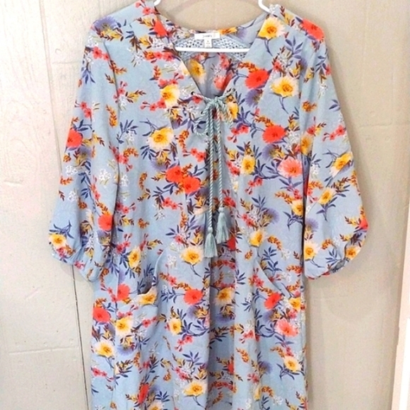 Jodifl Blue Floral dress Size Small /Med  pockets - Picture 2 of 7